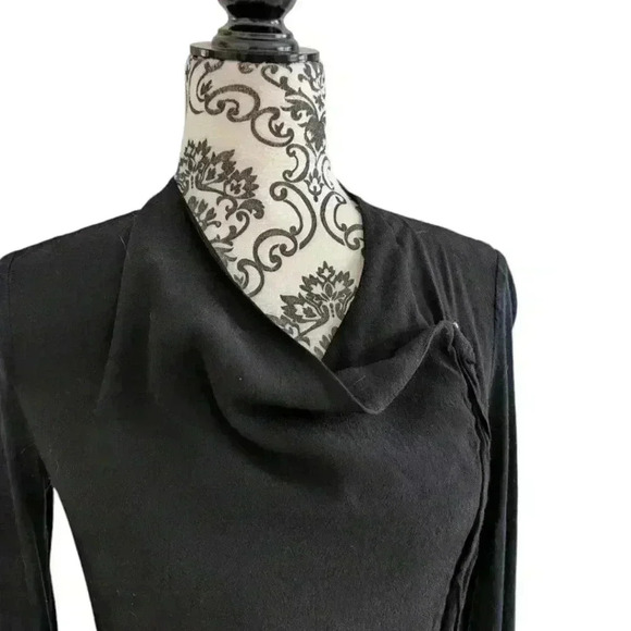 Aritzia Babaton Olivier Blouse Black Waterfall Front Jacket Whimsigoth Women XS - Picture 7 of 13